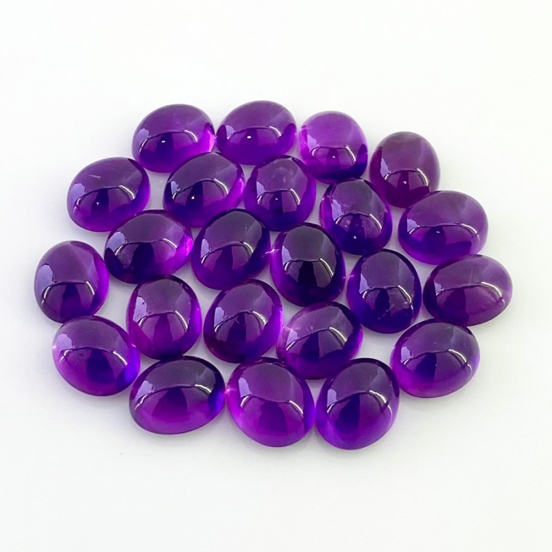 66.15 Carat African Amethyst 10X8mm Smooth Oval Shape A Grade Cabochons Parcel - Total 23 Pcs.