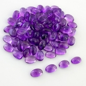 35.20 Carat African Amethyst 6x4mm Smooth Oval Shape A Grade Cabochons Parcel - Total 80 Pcs.