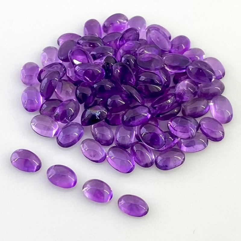 35.20 Carat African Amethyst 6x4mm Smooth Oval Shape A Grade Cabochons Parcel - Total 80 Pcs.