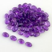35.20 Carat African Amethyst 6x4mm Smooth Oval Shape A Grade Cabochons Parcel - Total 80 Pcs.