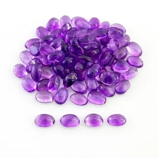 35.20 Carat African Amethyst 6x4mm Smooth Oval Shape A Grade Cabochons Parcel - Total 80 Pcs.