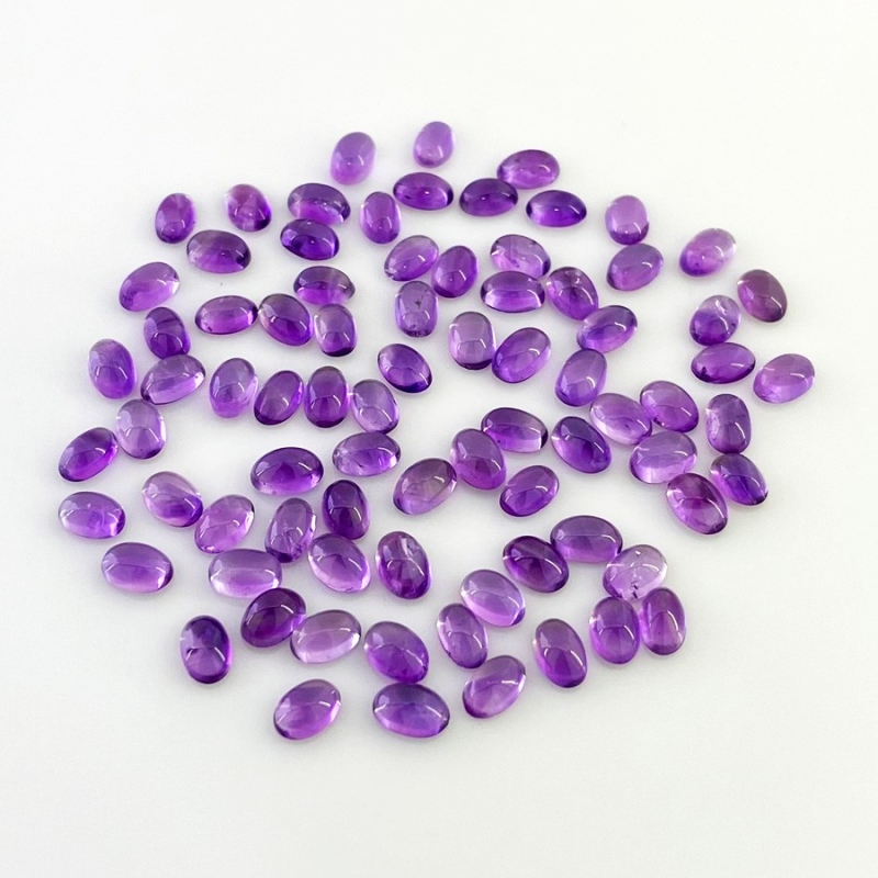 35.20 Carat African Amethyst 6x4mm Smooth Oval Shape A Grade Cabochons Parcel - Total 80 Pcs.