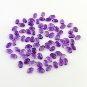 35.20 Carat African Amethyst 6x4mm Smooth Oval Shape A Grade Cabochons Parcel - Total 80 Pcs.