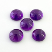 48.15 Carat African Amethyst 13-14mm Smooth Round Shape A Grade Cabochons Parcel - Total 5 Pcs.