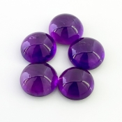 48.15 Carat African Amethyst 13-14mm Smooth Round Shape A Grade Cabochons Parcel - Total 5 Pcs.