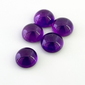 48.15 Carat African Amethyst 13-14mm Smooth Round Shape A Grade Cabochons Parcel - Total 5 Pcs.