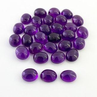 133.10 Cts. African Amethyst 11x9mm Smooth Oval Shape A Grade Cabochons Parcel - Total 30 Pcs.