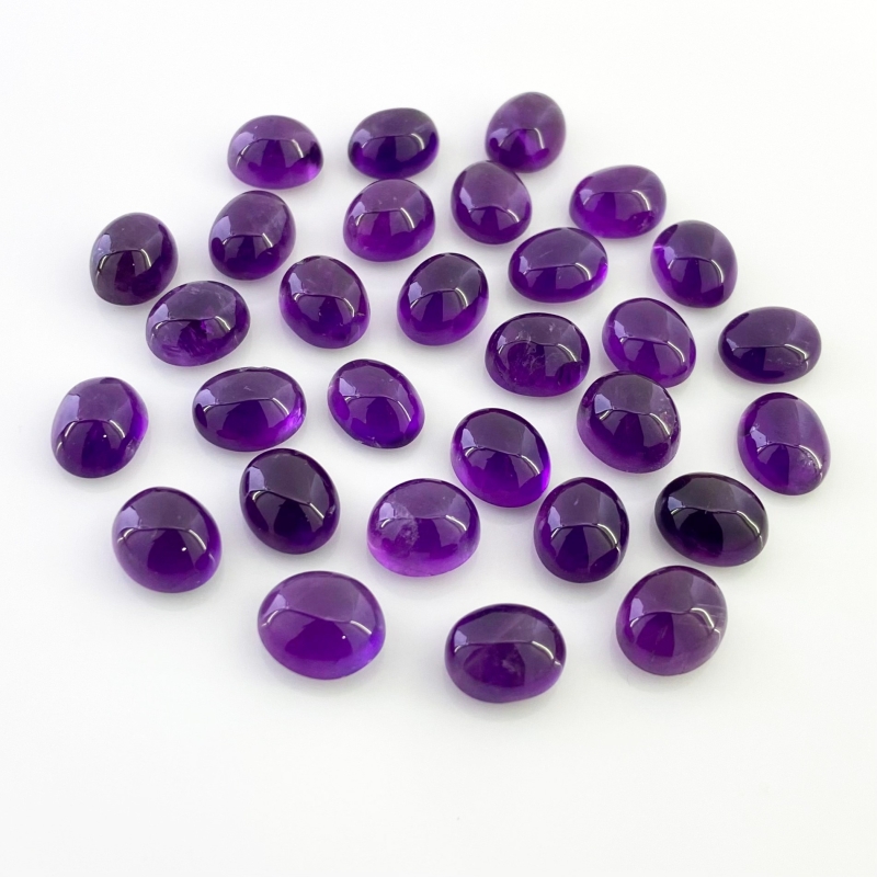 133.10 Cts. African Amethyst 11x9mm Smooth Oval Shape A Grade Cabochons Parcel - Total 30 Pcs.
