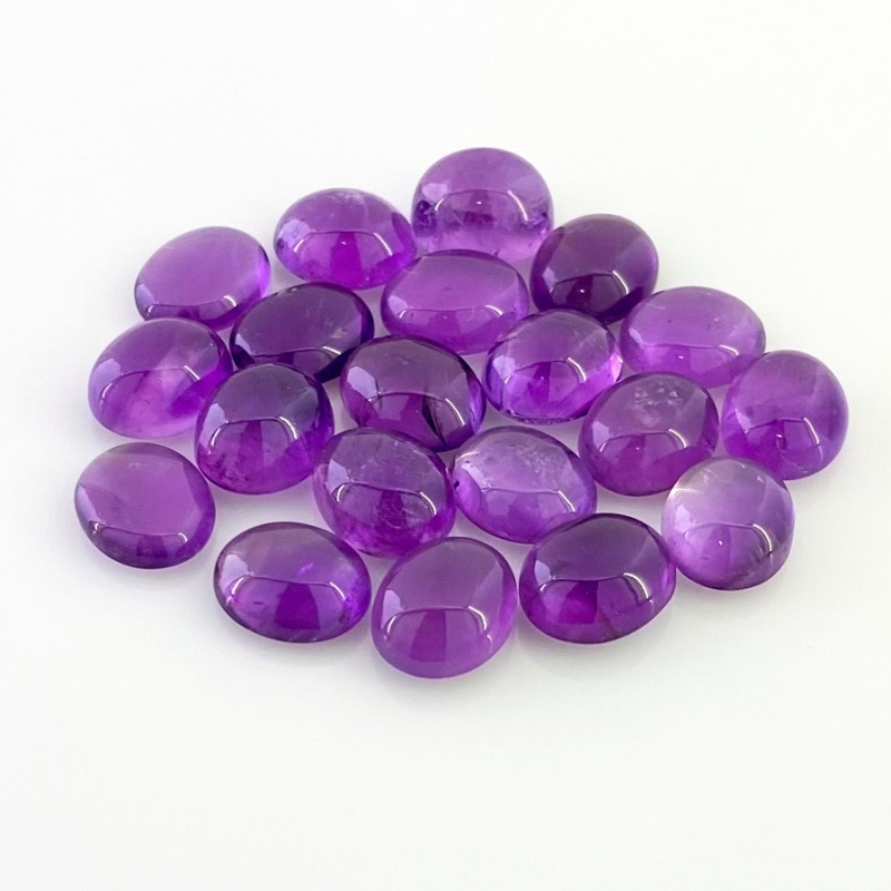 72.10 Cts. African Amethyst 11x9mm Smooth Oval Shape A Grade Cabochons Parcel - Total 20 Pcs.