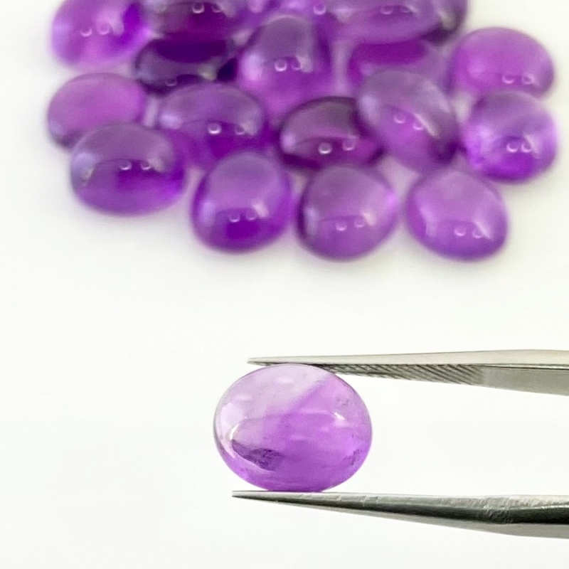 72.10 Cts. African Amethyst 11x9mm Smooth Oval Shape A Grade Cabochons Parcel - Total 20 Pcs.