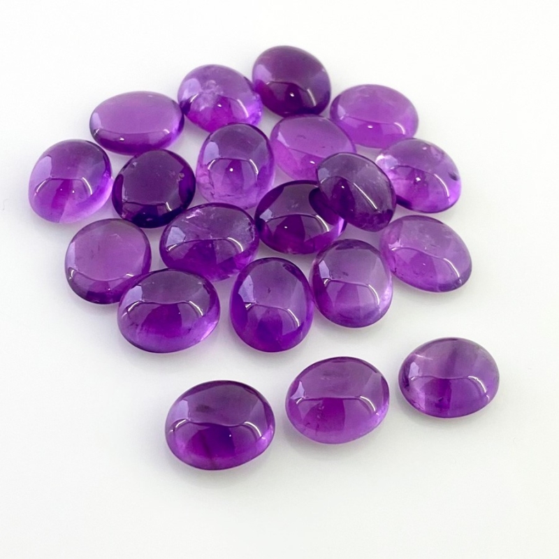 72.10 Cts. African Amethyst 11x9mm Smooth Oval Shape A Grade Cabochons Parcel - Total 20 Pcs.
