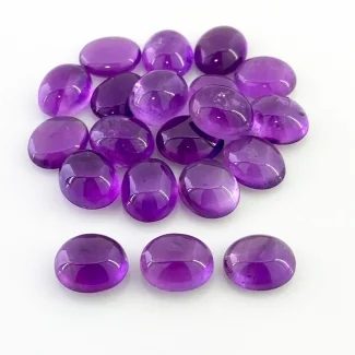 72.10 Cts. African Amethyst 11x9mm Smooth Oval Shape A Grade Cabochons Parcel - Total 20 Pcs.