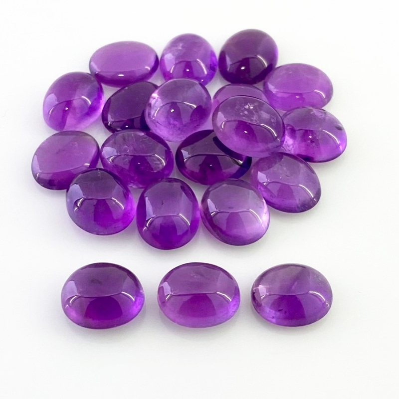 72.10 Cts. African Amethyst 11x9mm Smooth Oval Shape A Grade Cabochons Parcel - Total 20 Pcs.