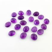 72.10 Cts. African Amethyst 11x9mm Smooth Oval Shape A Grade Cabochons Parcel - Total 20 Pcs.