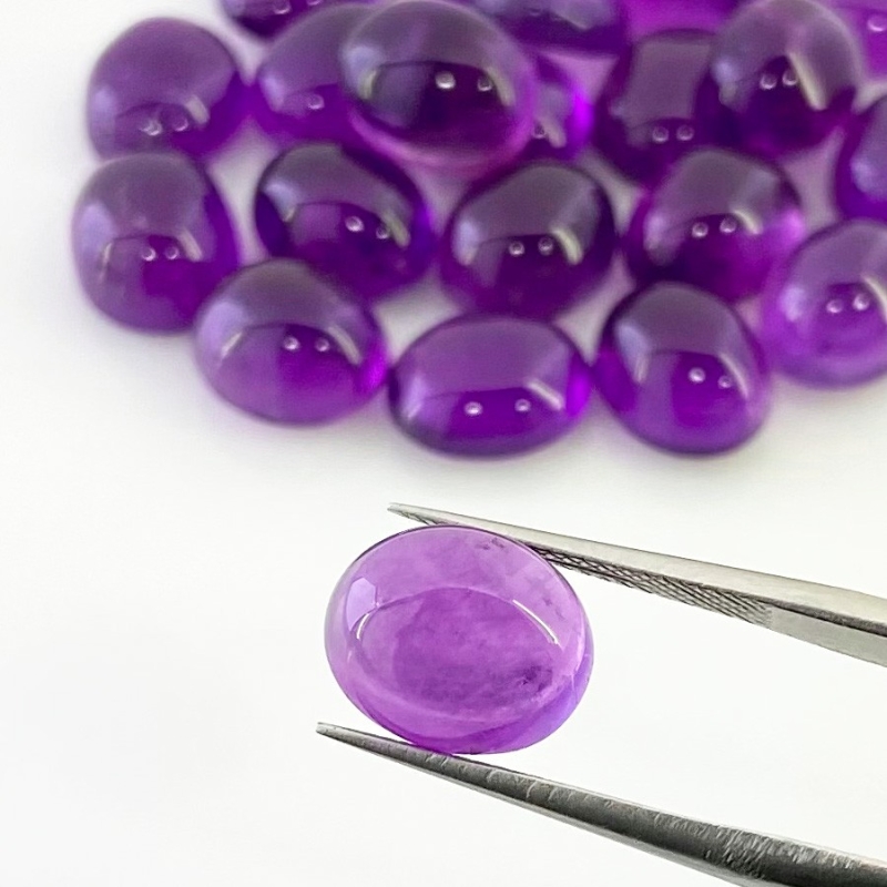 88.25 Cts. African Amethyst 11x9mm Smooth Oval Shape A Grade Cabochons Parcel - Total 21 Pcs.