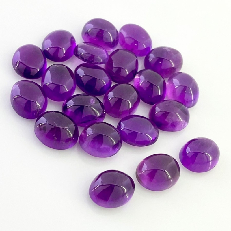 88.25 Cts. African Amethyst 11x9mm Smooth Oval Shape A Grade Cabochons Parcel - Total 21 Pcs.