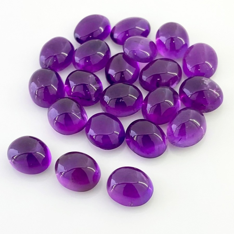 88.25 Cts. African Amethyst 11x9mm Smooth Oval Shape A Grade Cabochons Parcel - Total 21 Pcs.