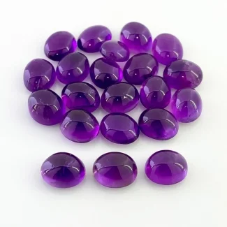 88.25 Cts. African Amethyst 11x9mm Smooth Oval Shape A Grade Cabochons Parcel - Total 21 Pcs.