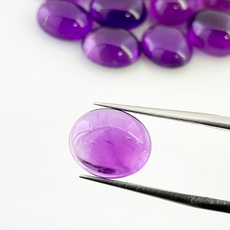 71.90 Cts. African Amethyst 12x10mm Smooth Oval Shape A Grade Cabochons Parcel - Total 14 Pcs.