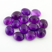 71.90 Cts. African Amethyst 12x10mm Smooth Oval Shape A Grade Cabochons Parcel - Total 14 Pcs.