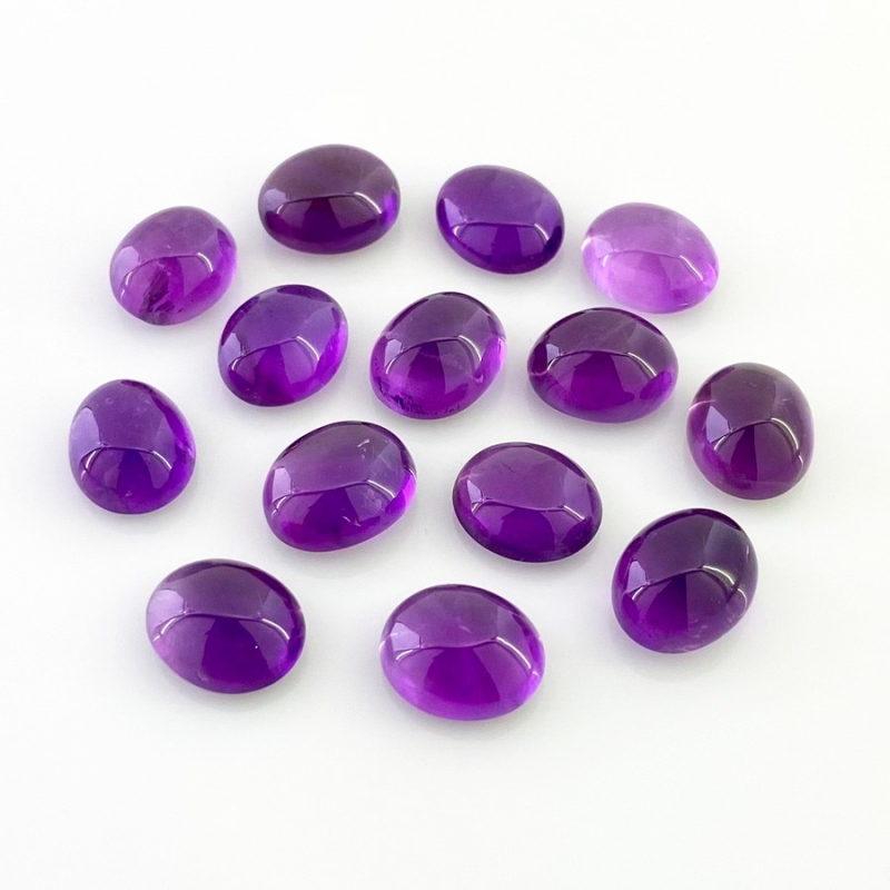 71.90 Cts. African Amethyst 12x10mm Smooth Oval Shape A Grade Cabochons Parcel - Total 14 Pcs.