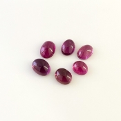 8.50 Cts. Rubellite Tourmaline 7x5.5-8.5x6.5mm Smooth Oval Shape A Grade Cabochons Parcel - Total 6 Pcs.