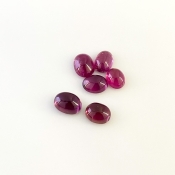 8.50 Cts. Rubellite Tourmaline 7x5.5-8.5x6.5mm Smooth Oval Shape A Grade Cabochons Parcel - Total 6 Pcs.