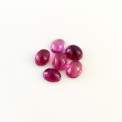 8.75 Cts. Rubellite Tourmaline 7.5x5.5-8x6mm Smooth Oval Shape A Grade Cabochons Parcel - Total 6 Pcs.