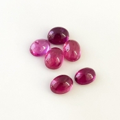 8.75 Cts. Rubellite Tourmaline 7.5x5.5-8x6mm Smooth Oval Shape A Grade Cabochons Parcel - Total 6 Pcs.