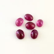 8.85 Cts. Rubellite Tourmaline 7x5.5-8.5x6.5mm Smooth Oval Shape A Grade Cabochons Parcel - Total 6 Pcs.