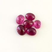 8.85 Cts. Rubellite Tourmaline 7x5.5-8.5x6.5mm Smooth Oval Shape A Grade Cabochons Parcel - Total 6 Pcs.