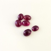 8.15 Cts. Rubellite Tourmaline 7x5.5-8.5x6.5mm Smooth Oval Shape A Grade Cabochons Parcel - Total 6 Pcs.