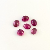 8.45 Cts. Rubellite Tourmaline 7x5.5-8x6mm Smooth Oval Shape A Grade Cabochons Parcel - Total 6 Pcs.