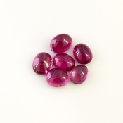 8.45 Cts. Rubellite Tourmaline 7x5.5-8x6mm Smooth Oval Shape A Grade Cabochons Parcel - Total 6 Pcs.