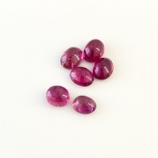 8.45 Cts. Rubellite Tourmaline 7x5.5-8x6mm Smooth Oval Shape A Grade Cabochons Parcel - Total 6 Pcs.