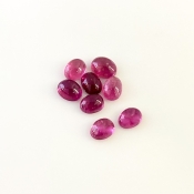 7.75 Cts. Rubellite Tourmaline 7x5mm Smooth Oval Shape A Grade Cabochons Parcel - Total 8 Pcs.