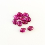 7.50 Cts. Rubellite Tourmaline 7x5mm Smooth Oval Shape A Grade Cabochons Parcel - Total 10 Pcs.