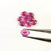 7.50 Cts. Rubellite Tourmaline 7x5mm Smooth Oval Shape A Grade Cabochons Parcel - Total 10 Pcs.