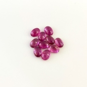 7.50 Cts. Rubellite Tourmaline 7x5mm Smooth Oval Shape A Grade Cabochons Parcel - Total 10 Pcs.