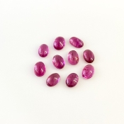 7.50 Cts. Rubellite Tourmaline 7x5mm Smooth Oval Shape A Grade Cabochons Parcel - Total 10 Pcs.