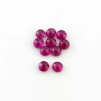 6.10 Cts. Pink Tourmaline 5mm Smooth Round Shape AA Grade Cabochons Parcel - Total 10 Pcs.