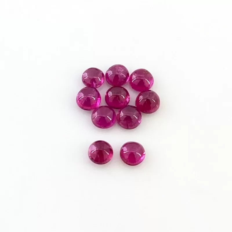 6.10 Cts. Pink Tourmaline 5mm Smooth Round Shape AA Grade Cabochons Parcel - Total 10 Pcs.