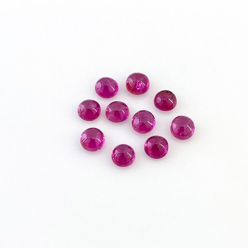 6.10 Cts. Pink Tourmaline 5mm Smooth Round Shape AA Grade Cabochons Parcel - Total 10 Pcs.