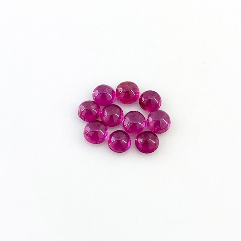 6.10 Cts. Pink Tourmaline 5mm Smooth Round Shape AA Grade Cabochons Parcel - Total 10 Pcs.