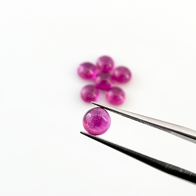 5.55 Carat Pink Tourmaline 5.5mm Smooth Round Shape AA Grade Cabochons Parcel - Total 7 Pcs.