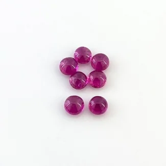 5.55 Carat Pink Tourmaline 5.5mm Smooth Round Shape AA Grade Cabochons Parcel - Total 7 Pcs.