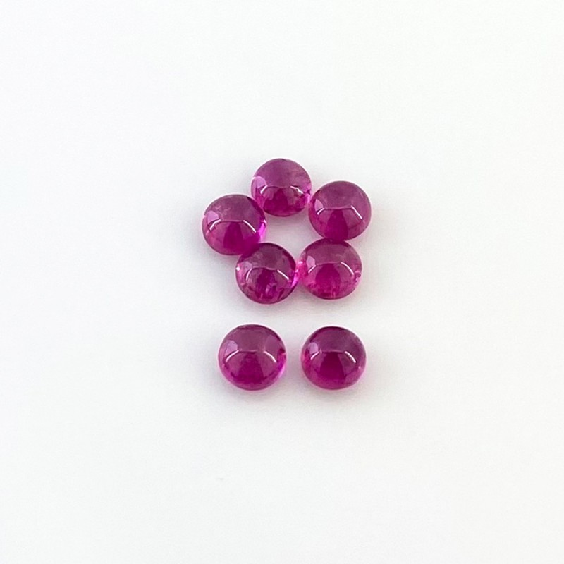 5.55 Carat Pink Tourmaline 5.5mm Smooth Round Shape AA Grade Cabochons Parcel - Total 7 Pcs.