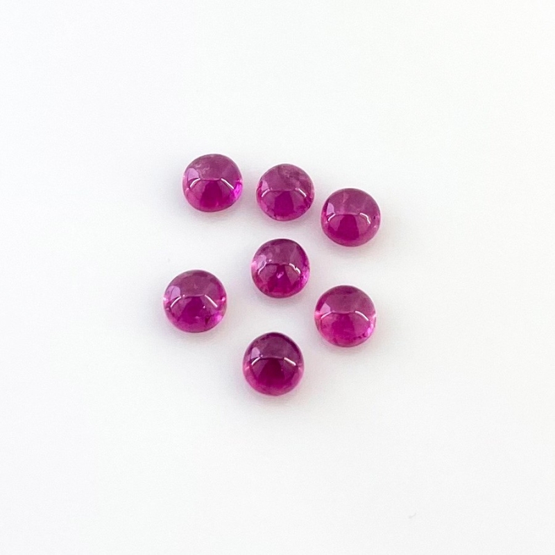 5.55 Carat Pink Tourmaline 5.5mm Smooth Round Shape AA Grade Cabochons Parcel - Total 7 Pcs.