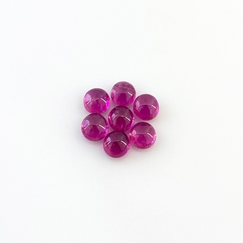 5.55 Carat Pink Tourmaline 5.5mm Smooth Round Shape AA Grade Cabochons Parcel - Total 7 Pcs.