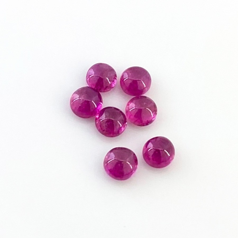 5.55 Carat Pink Tourmaline 5.5mm Smooth Round Shape AA Grade Cabochons Parcel - Total 7 Pcs.